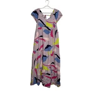 Isabel maternity abstract colorbul maxi dress womens large cottagecore fairy